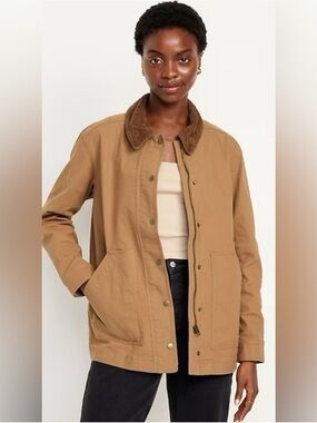NWT Old Navy Sz XS Chore Barn Brown Cotton Coat Jacket